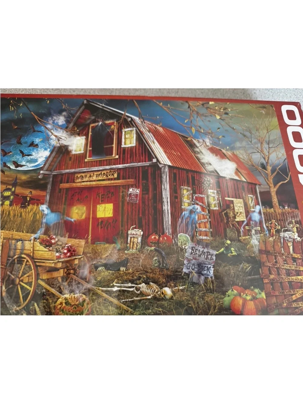 New Eurographics 1000 Piece Jigsaw PUzzle Halloween Barn Paul Normand 19x26